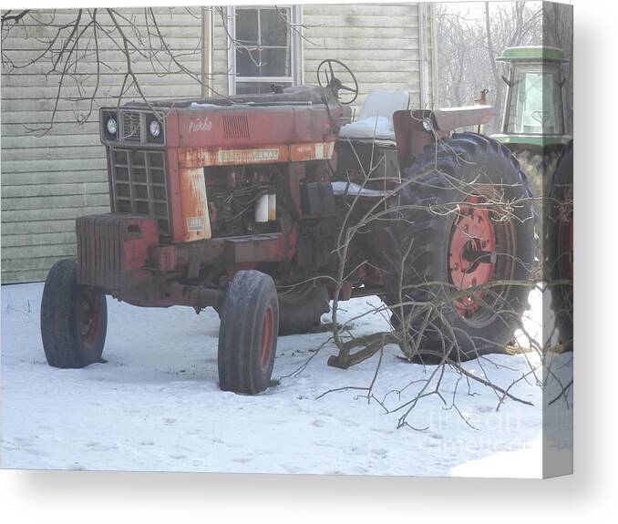 Tractor Canvas Print featuring the photograph It Has Seen Its Day by Carol Wisniewski