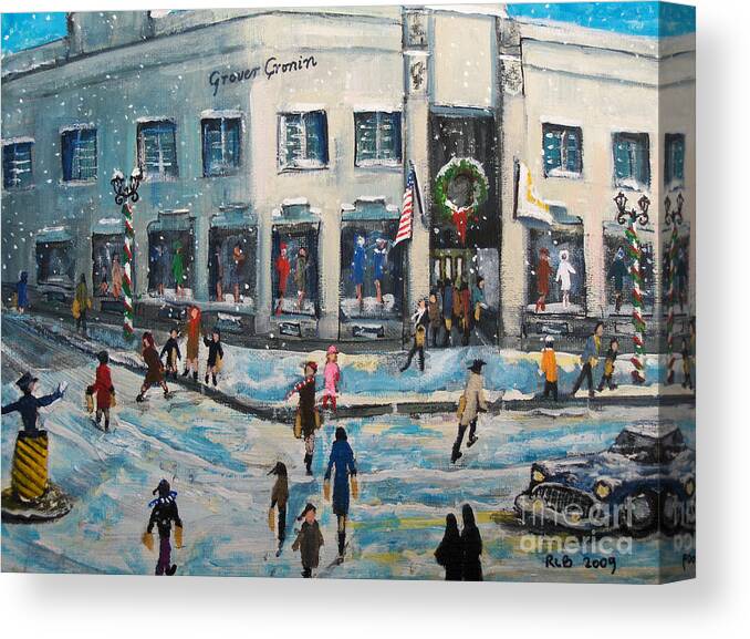 Grover Cronin Canvas Print featuring the painting Shopping at Grover Cronin by Rita Brown