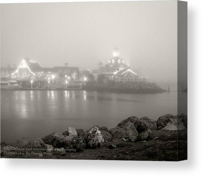 Long Beach Ca Canvas Print featuring the photograph Shoreline Village in the Fog by Denise Dube