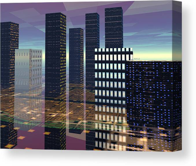 Digital Art Canvas Print featuring the digital art Silicon City by Phil Perkins