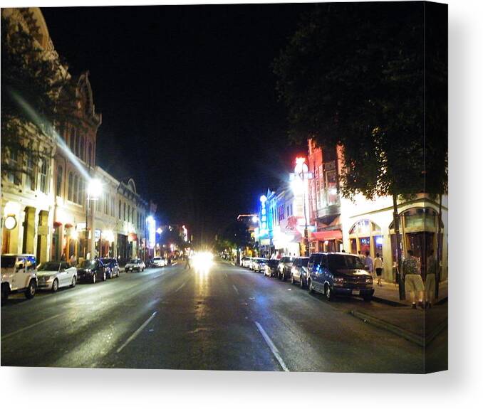 6 Canvas Print featuring the painting Sixth Street Austin by The GYPSY