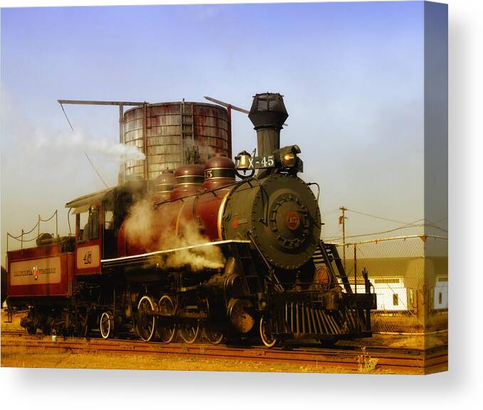Mendocino Skunk Train Canvas Print featuring the photograph Skunk Train by Donna Blackhall