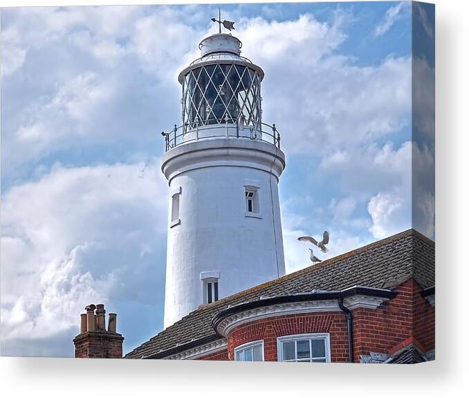 Ighthouse Canvas Print featuring the photograph Sky High - Southwold Lighthouse by Gill Billington