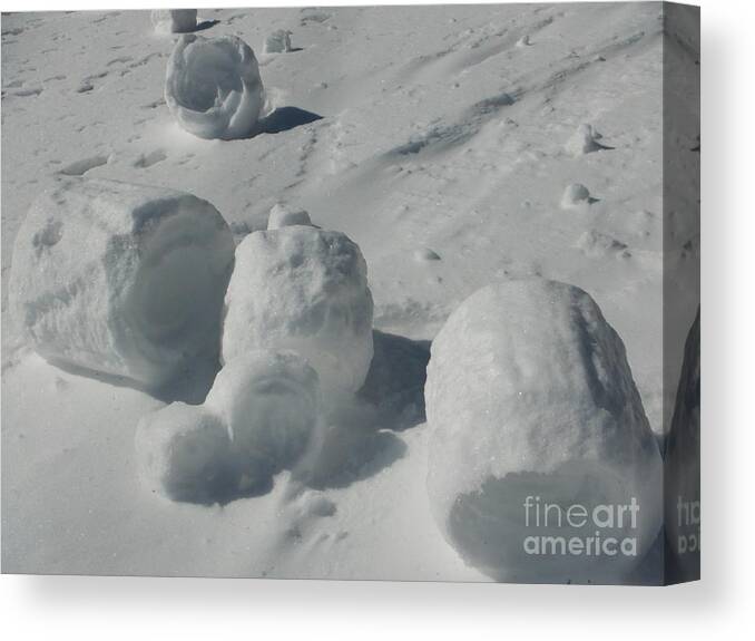 Snow Rollers Canvas Print featuring the photograph Snow Rollers 6 by Paddy Shaffer