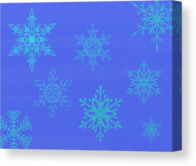 Blue Canvas Print featuring the digital art Snowflakes by Eric Forster