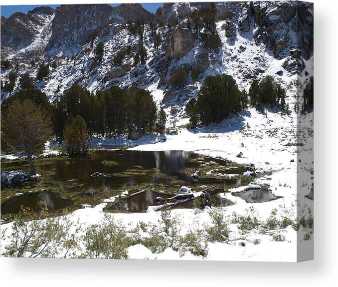 Elko Nevada Landscape Photography Canvas Print featuring the photograph Snowy Dollar Lake by Jenessa Rahn
