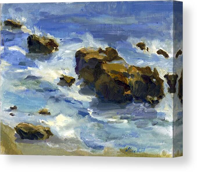 Waves Canvas Print featuring the painting Soothed By The Sea... by Maria Hunt
