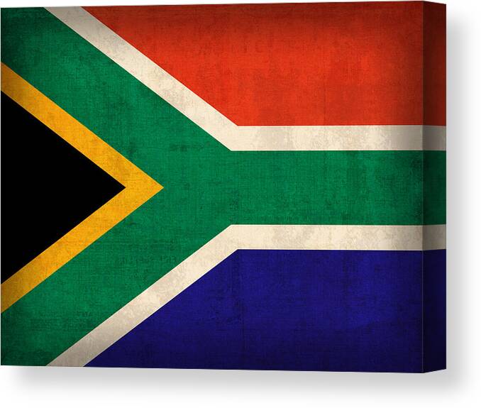 South Africa Flag Vintage Distressed Finish Canvas Print featuring the mixed media South Africa Flag Vintage Distressed Finish by Design Turnpike