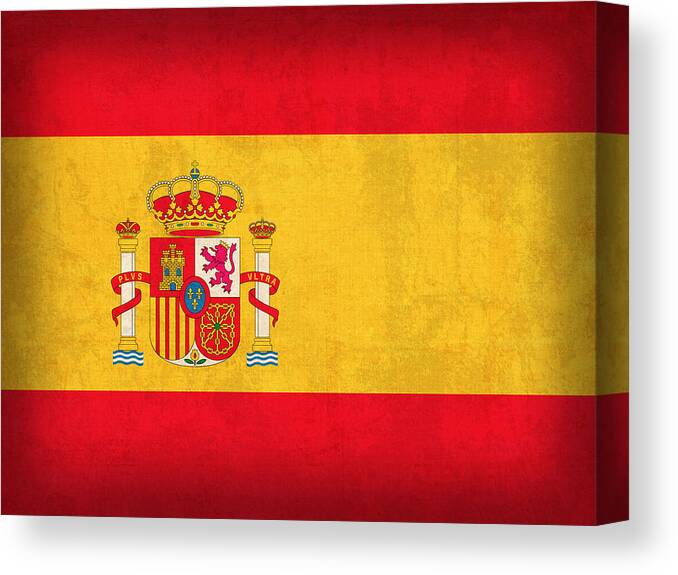 Spain Flag Vintage Distressed Finish Spanish Madrid Barcelona Europe Nation Country Canvas Print featuring the mixed media Spain Flag Vintage Distressed Finish by Design Turnpike
