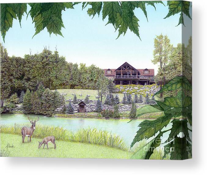 Sporting Clays Canvas Print featuring the painting Sporting Clays at Seven Springs Mountain Resort by Albert Puskaric