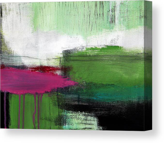 Green Abstract Painting Canvas Print featuring the painting Spring Became Summer- Abstract Painting by Linda Woods