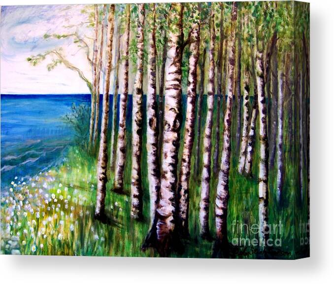 Oil Painting Canvas Print featuring the painting Spring Birch by Deb Stroh-Larson