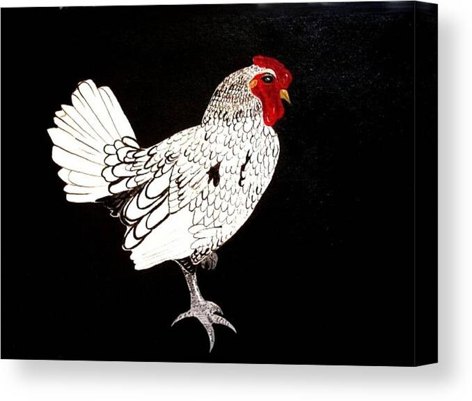 Rooster Canvas Print featuring the painting Stained Glass Rooster by Cindy Micklos