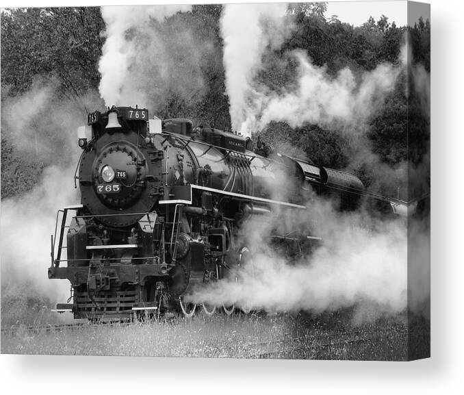  Railroad Canvas Print featuring the photograph Steam Engine by Ann Bridges