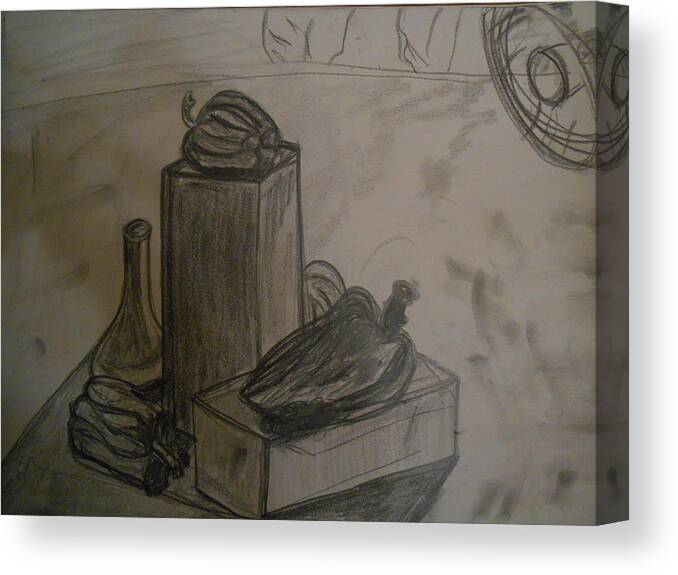 Drawing Canvas Print featuring the drawing Still Life Drawing with Bell Peppers by Shea Holliman