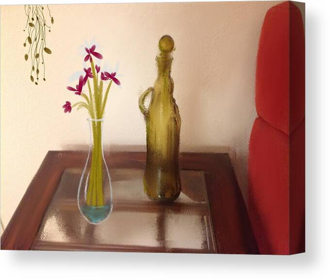 Flowers Canvas Print featuring the digital art Still Life with Flowers by Dan Twyman