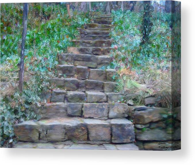 Stairs Canvas Print featuring the painting Stone Stairs in the Park by Bruce Nutting
