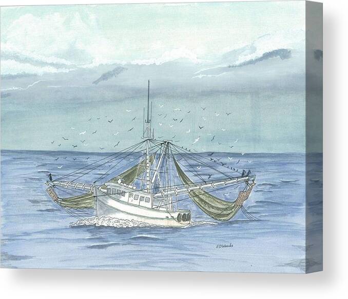 Shrimp Boat Canvas Print featuring the painting Storm On The Horizon by Eddie Woods