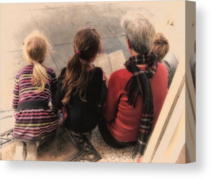 Woman And Children Canvas Print featuring the photograph Storytime by Jessica Levant