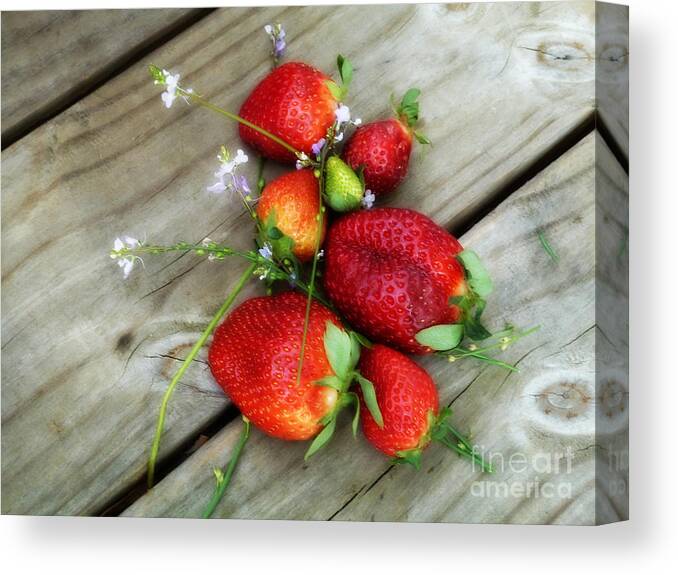 Red Canvas Print featuring the photograph Strawberrries by Valerie Reeves