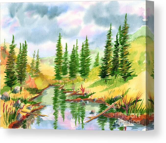 Strawberry Reservoir Canvas Print featuring the painting Strawberry Reservoir 2 by Walt Brodis