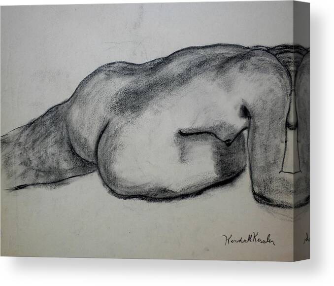 Nude Canvas Print featuring the drawing Strength by Kendall Kessler