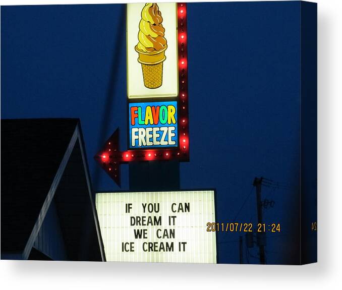Interesting Signs And Billboards Canvas Print featuring the photograph Summer Night by Tina M Wenger