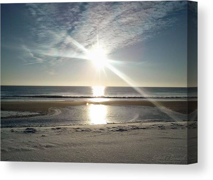 Sun Canvas Print featuring the photograph Sun Reflecting Off Ice and Ocean by Robert Banach