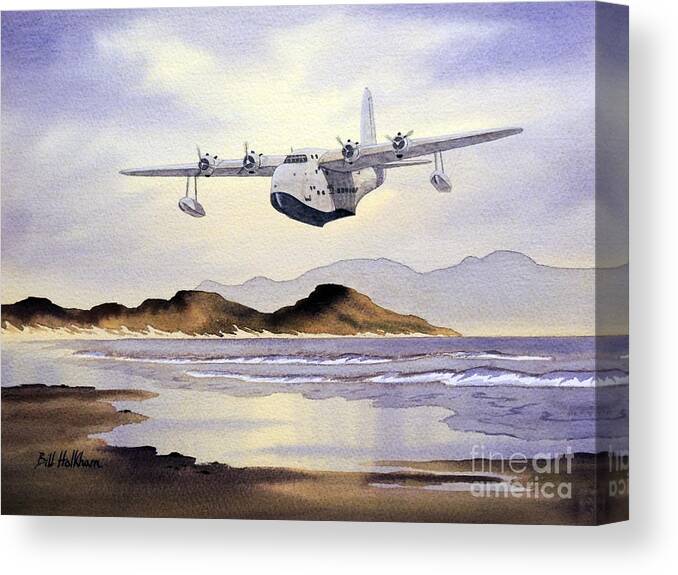 Aircraft Paintings Canvas Print featuring the painting Sunderland Over Scotland by Bill Holkham