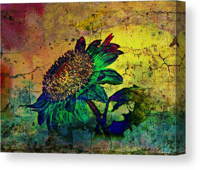 J Larry Walker Canvas Print featuring the digital art Sunflower Abstract by J Larry Walker