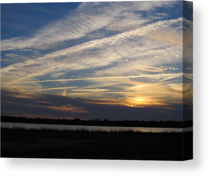 Sun Canvas Print featuring the photograph Sunset Light Show by Joetta Beauford