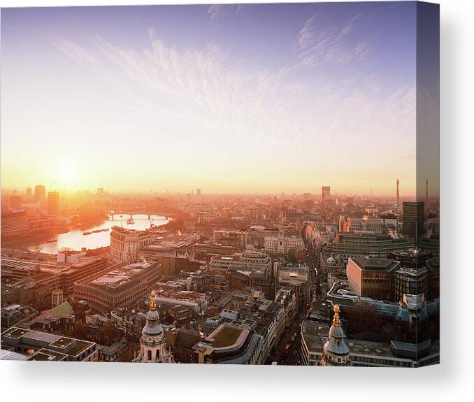 Outdoors Canvas Print featuring the photograph Sunset Over London City by Shomos Uddin
