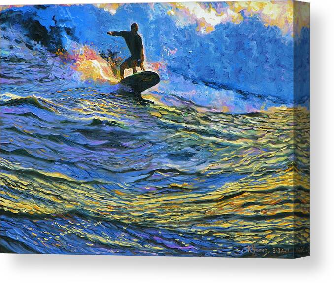 Surfing Canvas Print featuring the painting Surfer by Kenneth Young