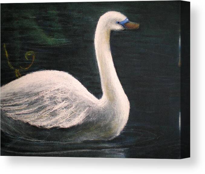 Swan Canvas Print featuring the pastel Swan I by Nieve Andrea 