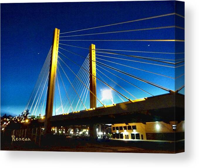 Bridges Canvas Print featuring the photograph Tacoma W A Cable Stayed Bridge by A L Sadie Reneau