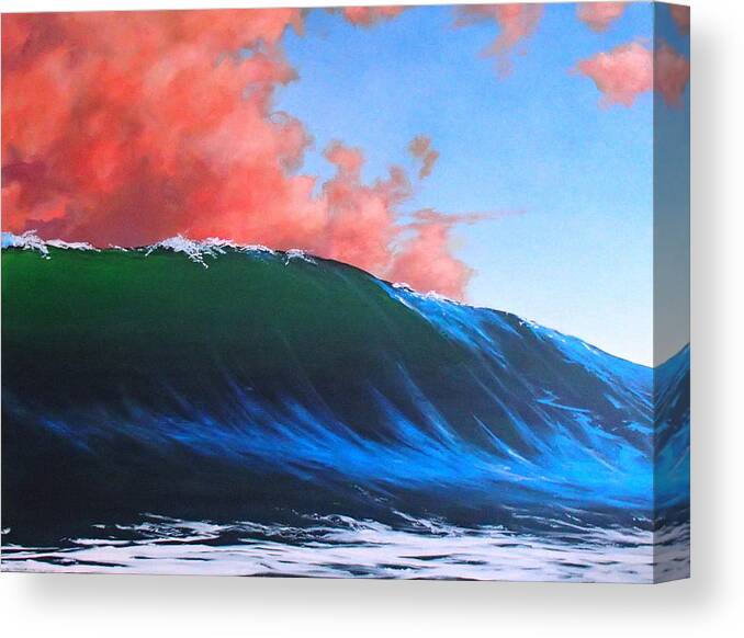 Wave Canvas Print featuring the painting Take a left at Sunset by Philip Fleischer