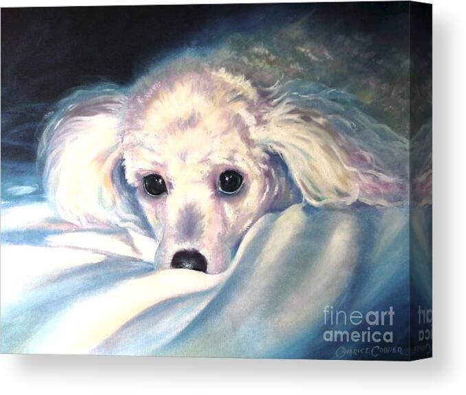 Animal Art Canvas Print featuring the painting Taking Cover by Charice Cooper