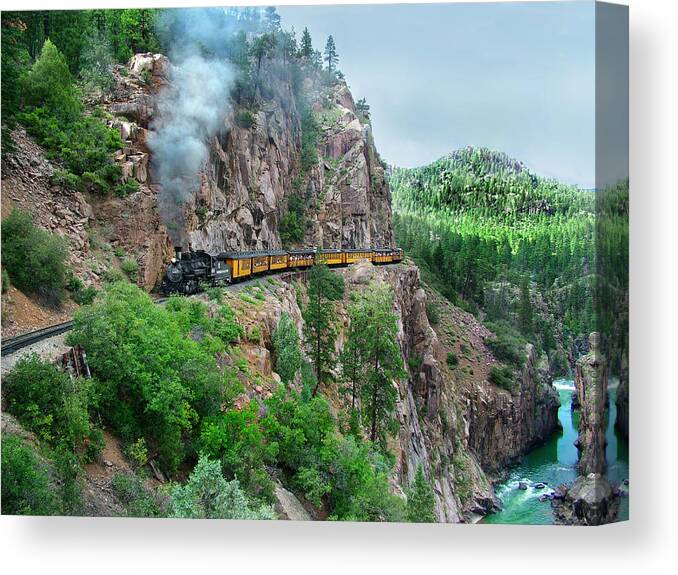 Steam Train Canvas Print featuring the photograph Taking the Highline Home by Ken Smith
