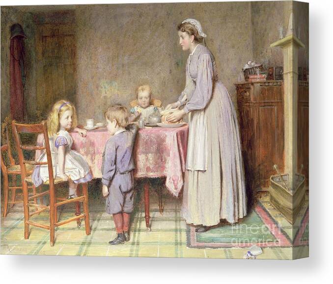 Children Canvas Print featuring the painting Tea Time by George Kilburne