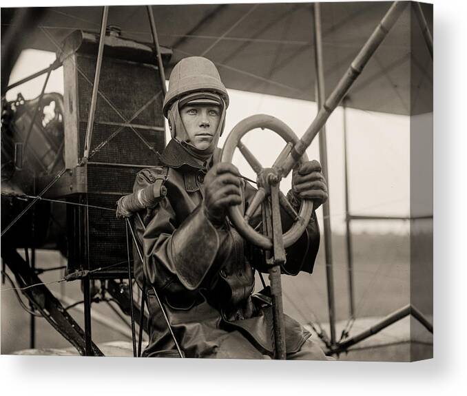 Aviation Canvas Print featuring the photograph Test of a Curtiss Plane Circa 1912 by Aged Pixel