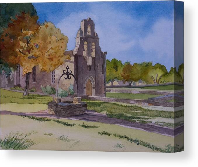 Texas Canvas Print featuring the painting Texas Mission by Terry Holliday