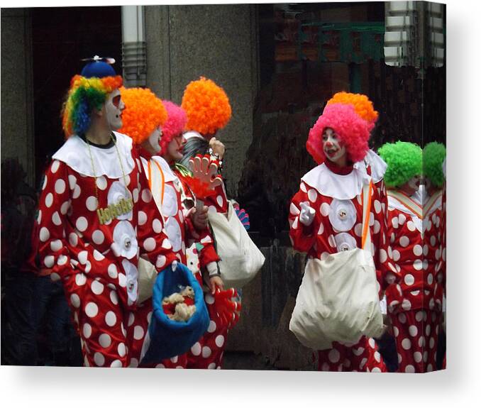 Clown Canvas Print featuring the photograph The Brightest Street Performers by Brenda Brown