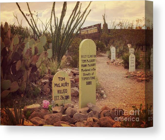 Famous Graveyards Canvas Print featuring the photograph The Cemetery at Boothill by John Malone