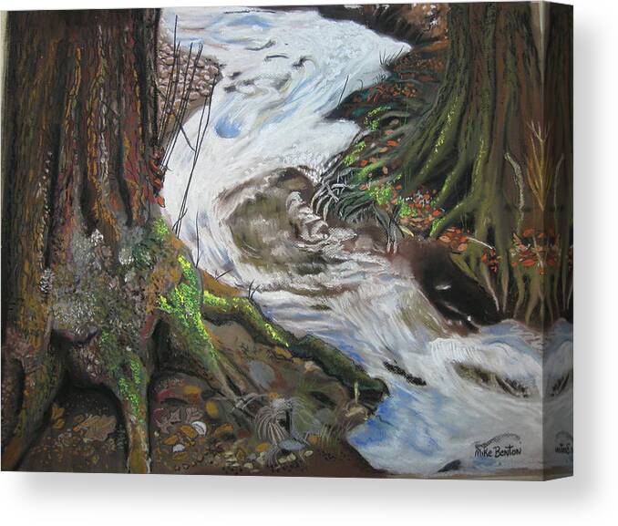 Swamp Canvas Print featuring the pastel The Creek by Mike Benton