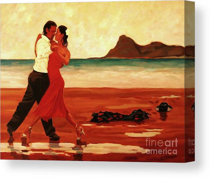 Dancers Canvas Print featuring the painting The Dance of Passion by Janet McDonald