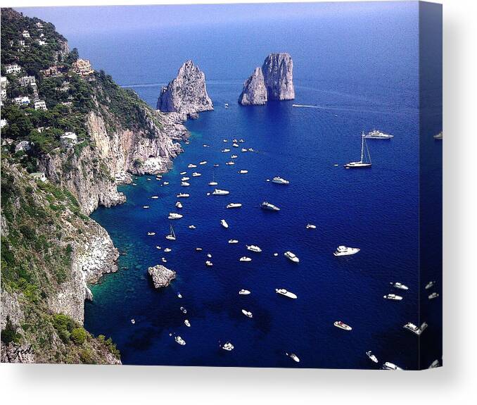 Ze Di Canvas Print featuring the photograph The Faraglioni of Capri by - Zedi -