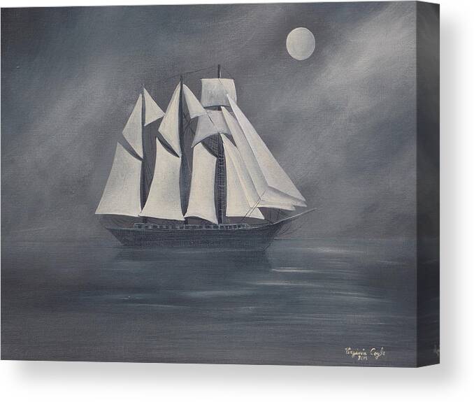 Ship Canvas Print featuring the painting The Fog by Virginia Coyle