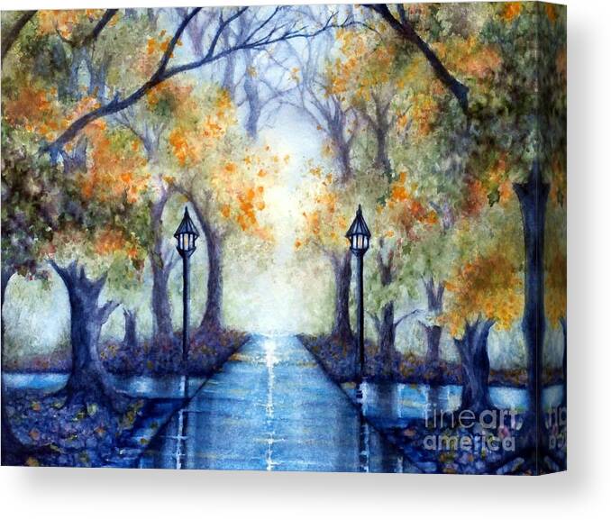 Park Canvas Print featuring the painting The Future looks bright by Janine Riley