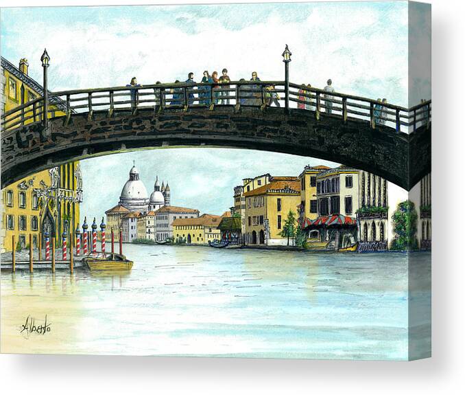 Venice Canvas Print featuring the painting The Grand Canal Venice Italy by Albert Puskaric