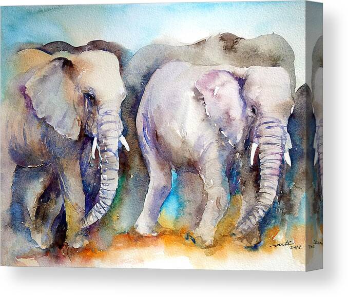 Herd Canvas Print featuring the painting The Herd by Arti Chauhan